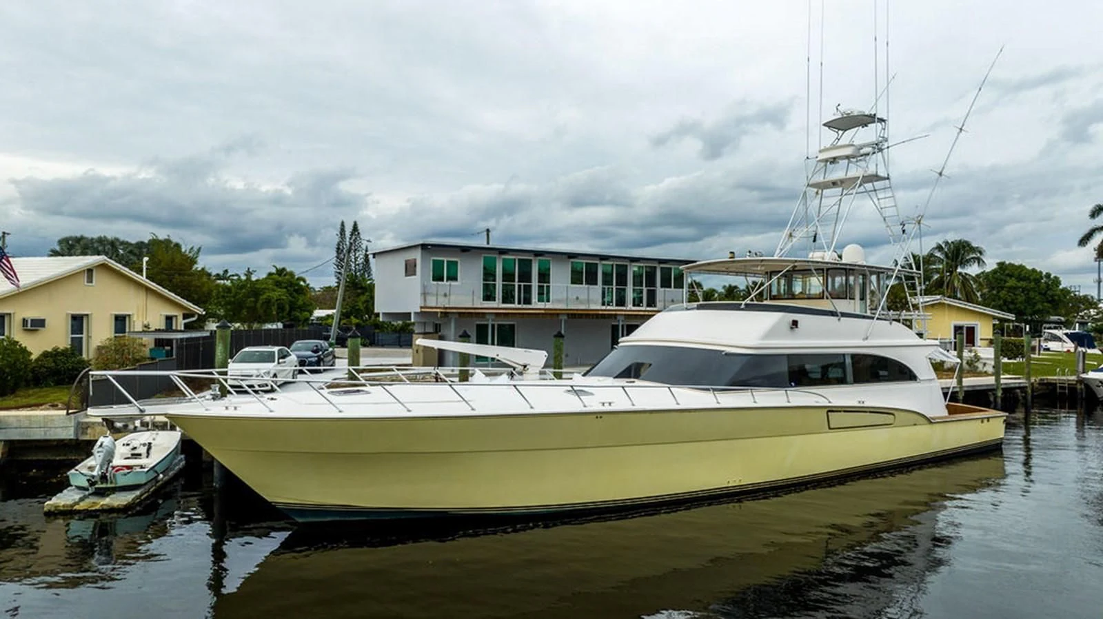 a boat docked at a pier aboard COURTNEY ANNE Yacht for Sale