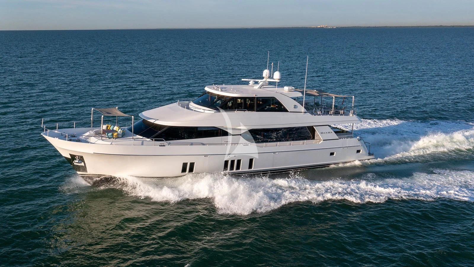 a white boat on the water aboard SEA N SEA Yacht for Sale