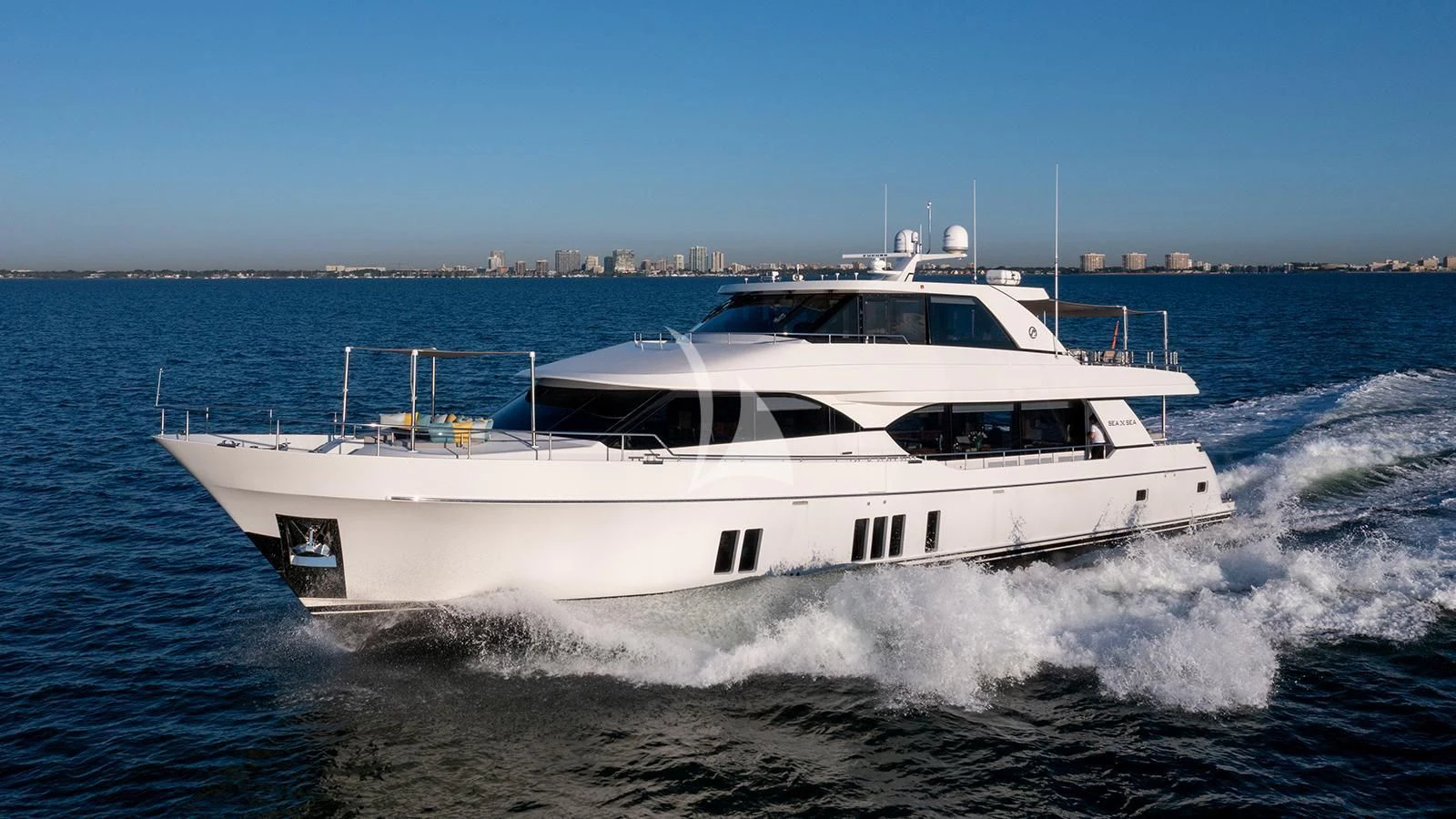 a white yacht on the water aboard SEA N SEA Yacht for Sale