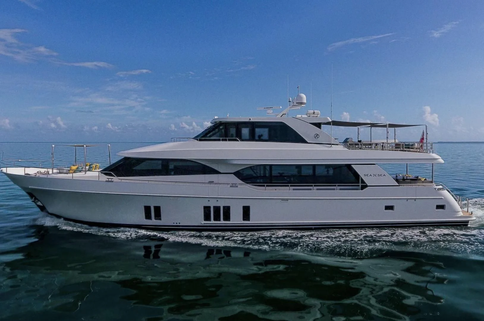 a white yacht in the water aboard SEA N SEA Yacht for Sale