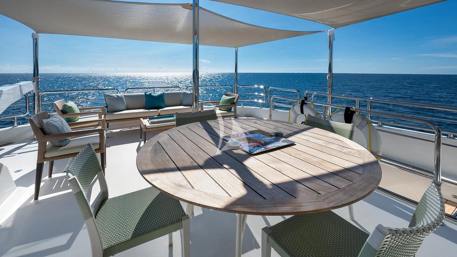 a table on a boat aboard SEA N SEA Yacht for Sale