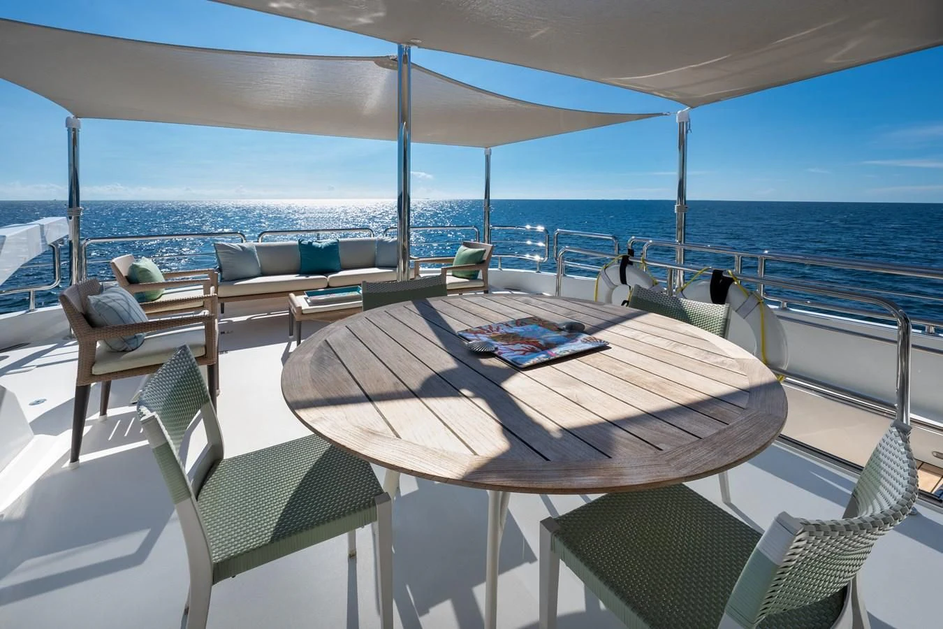 a table on a boat aboard SEA N SEA Yacht for Sale