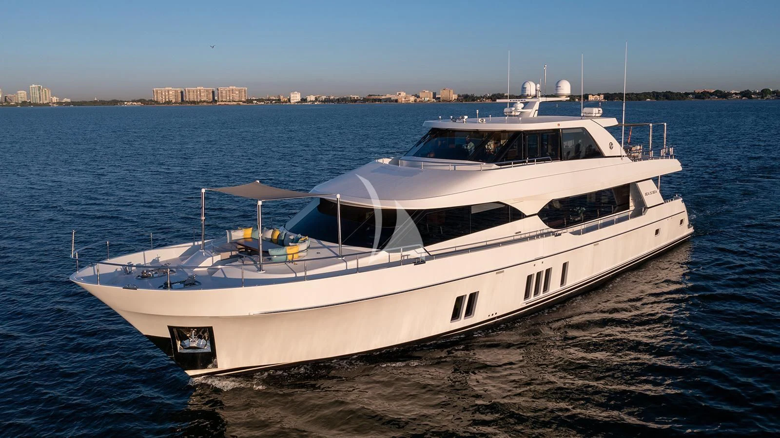 a white yacht on the water aboard SEA N SEA Yacht for Sale
