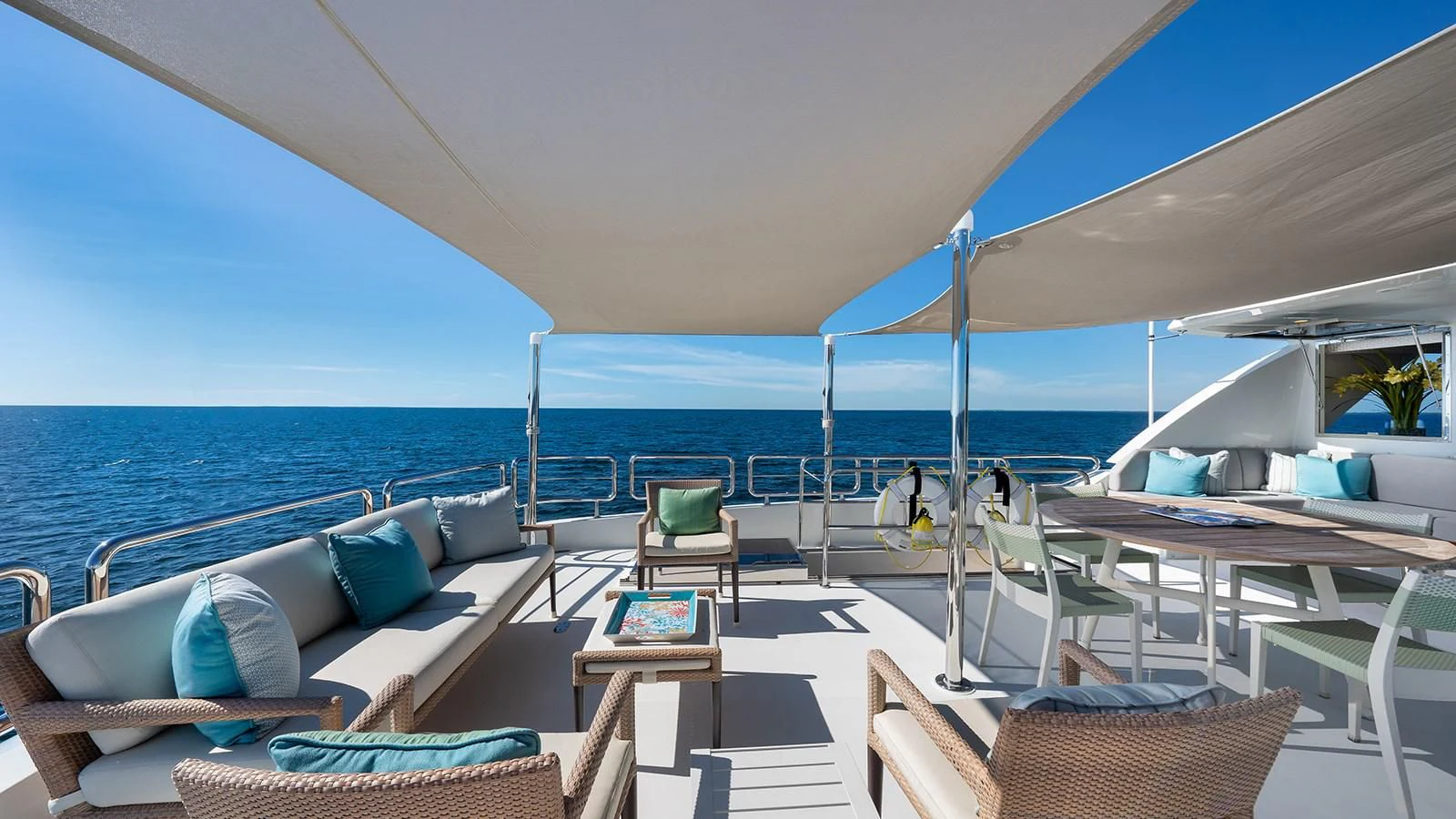 a lounge area on a boat aboard SEA N SEA Yacht for Sale