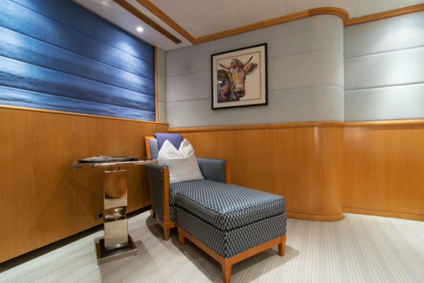 a bed in a room aboard ADVENTURER Yacht for Sale