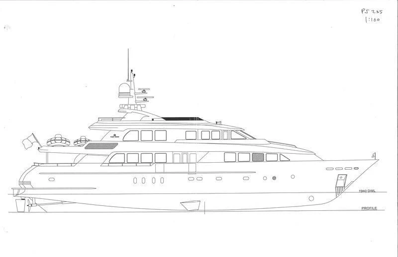 diagram, engineering drawing aboard ADVENTURER Yacht for Sale