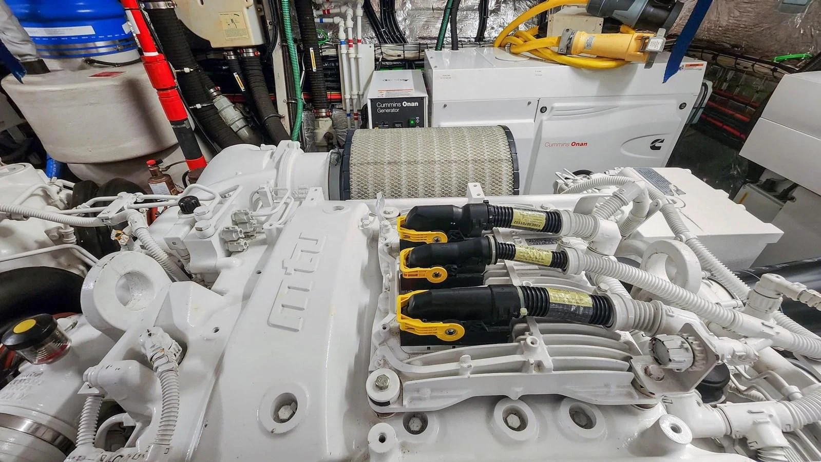 a machine with wires and other electrical equipment aboard F5 Yacht for Sale