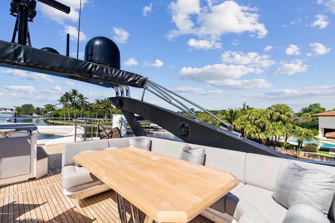 a gun on a table aboard F5 Yacht for Sale