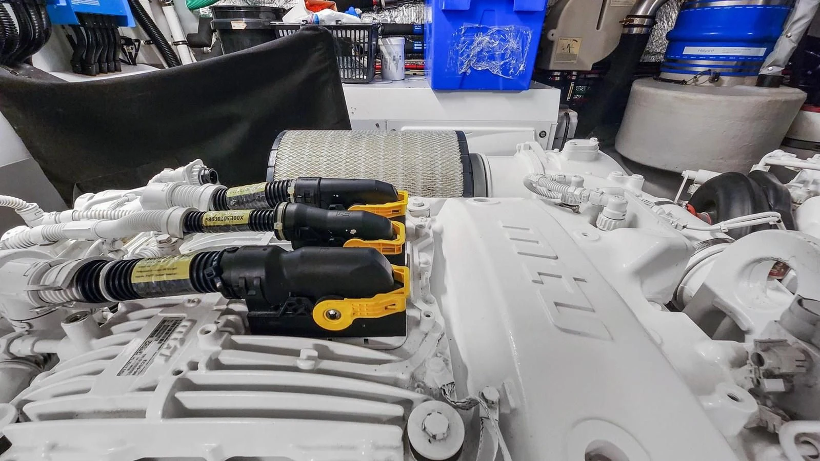 a table with a bunch of tools aboard F5 Yacht for Sale
