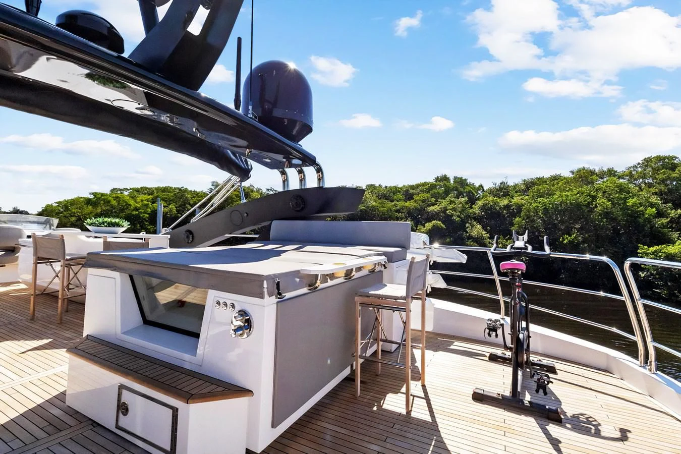 a boat on a deck aboard F5 Yacht for Sale