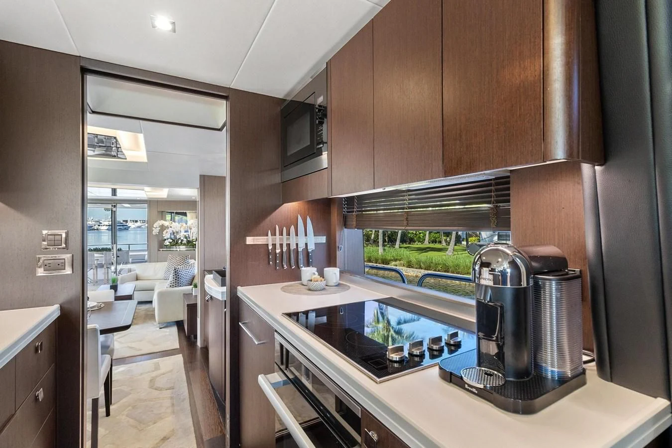 a kitchen with a large sink aboard F5 Yacht for Sale