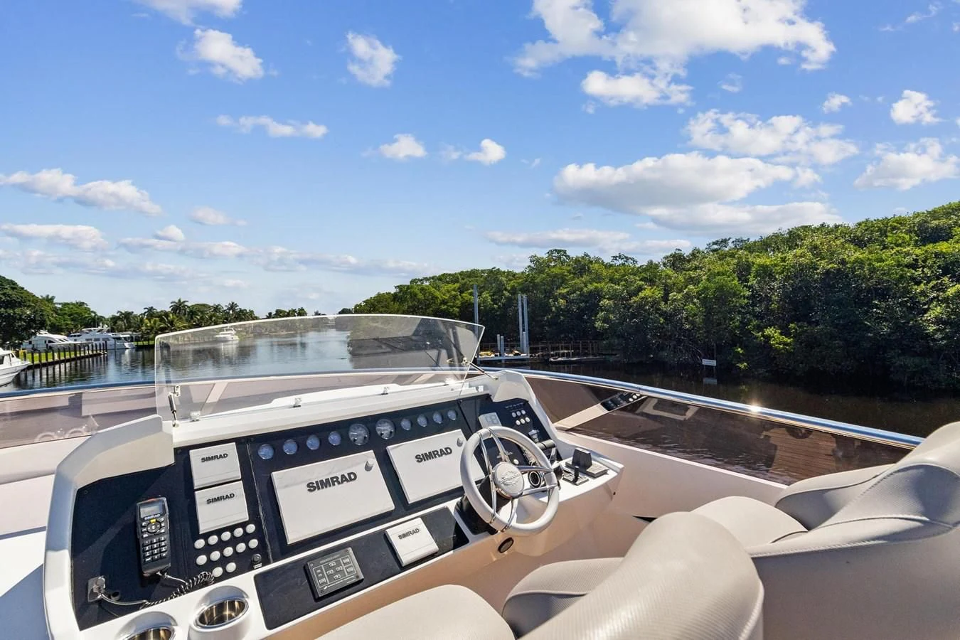the inside of a car aboard F5 Yacht for Sale