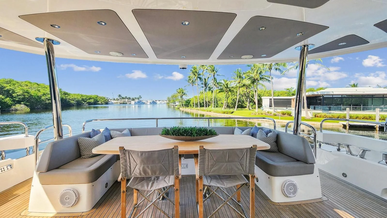 a table on a boat aboard F5 Yacht for Sale