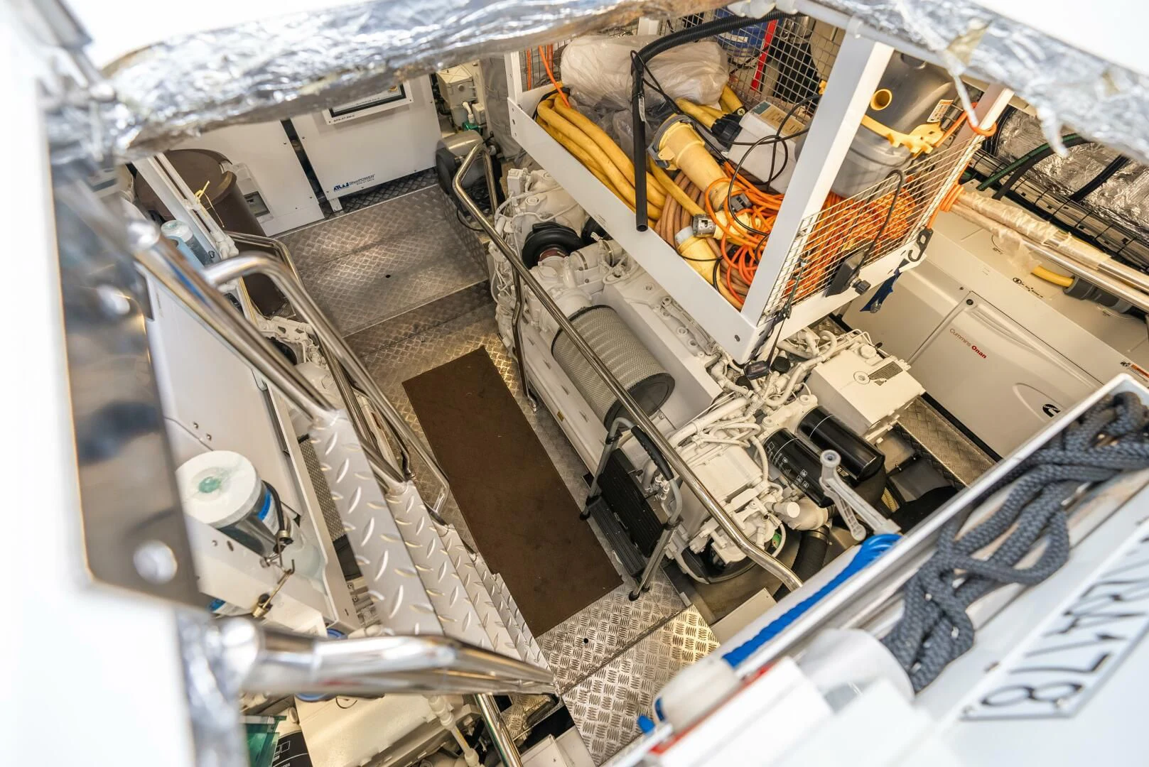 a high angle view of a machine aboard F5 Yacht for Sale