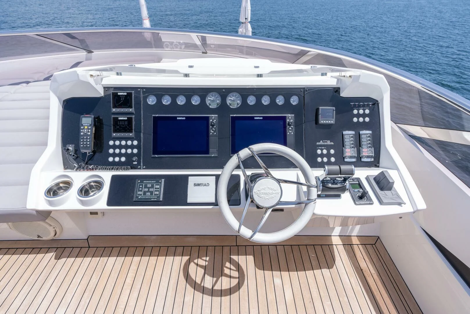 the inside of a car aboard F5 Yacht for Sale
