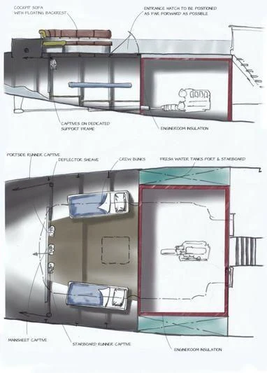 diagram, engineering drawing aboard GIO Yacht for Sale