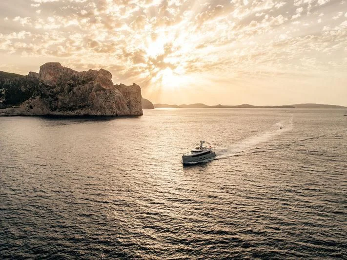 a boat on the water aboard DELTA ONE Yacht for Charter