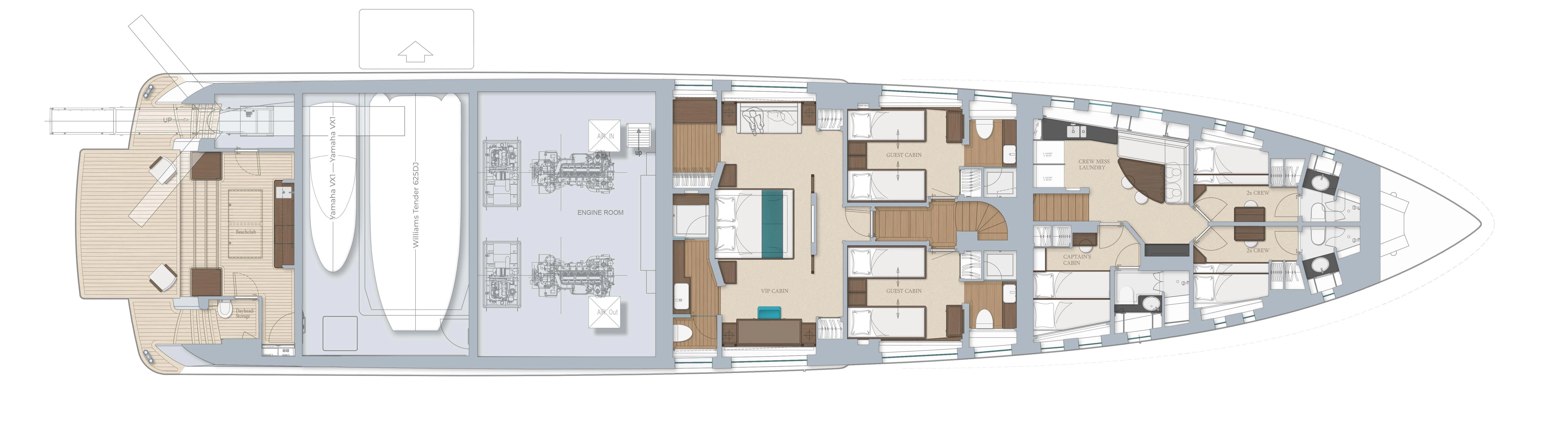 a computer generated image of a house aboard DELTA ONE Yacht for Charter