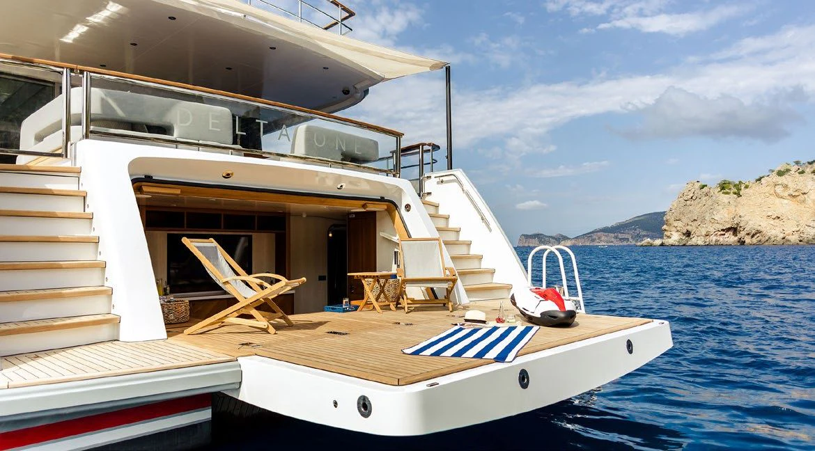a boat on the water aboard DELTA ONE Yacht for Charter
