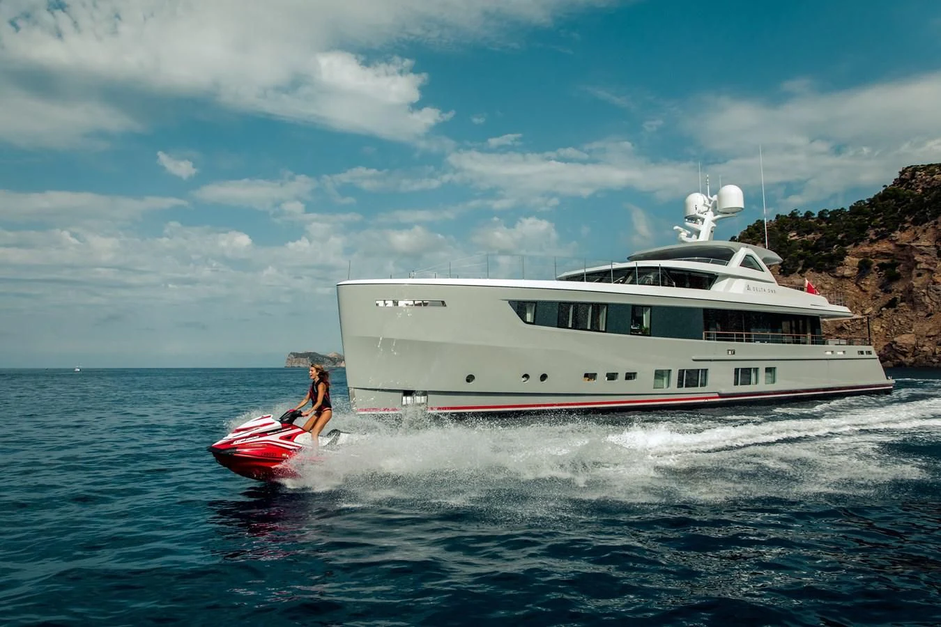 a boat on the water aboard DELTA ONE Yacht for Charter