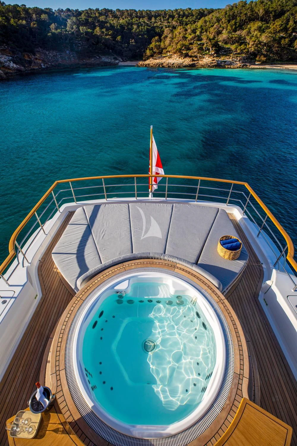 a swimming pool on a boat aboard DELTA ONE Yacht for Charter