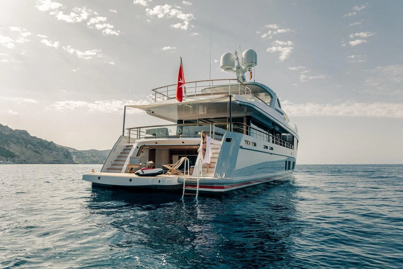 a boat in the water aboard DELTA ONE Yacht for Charter