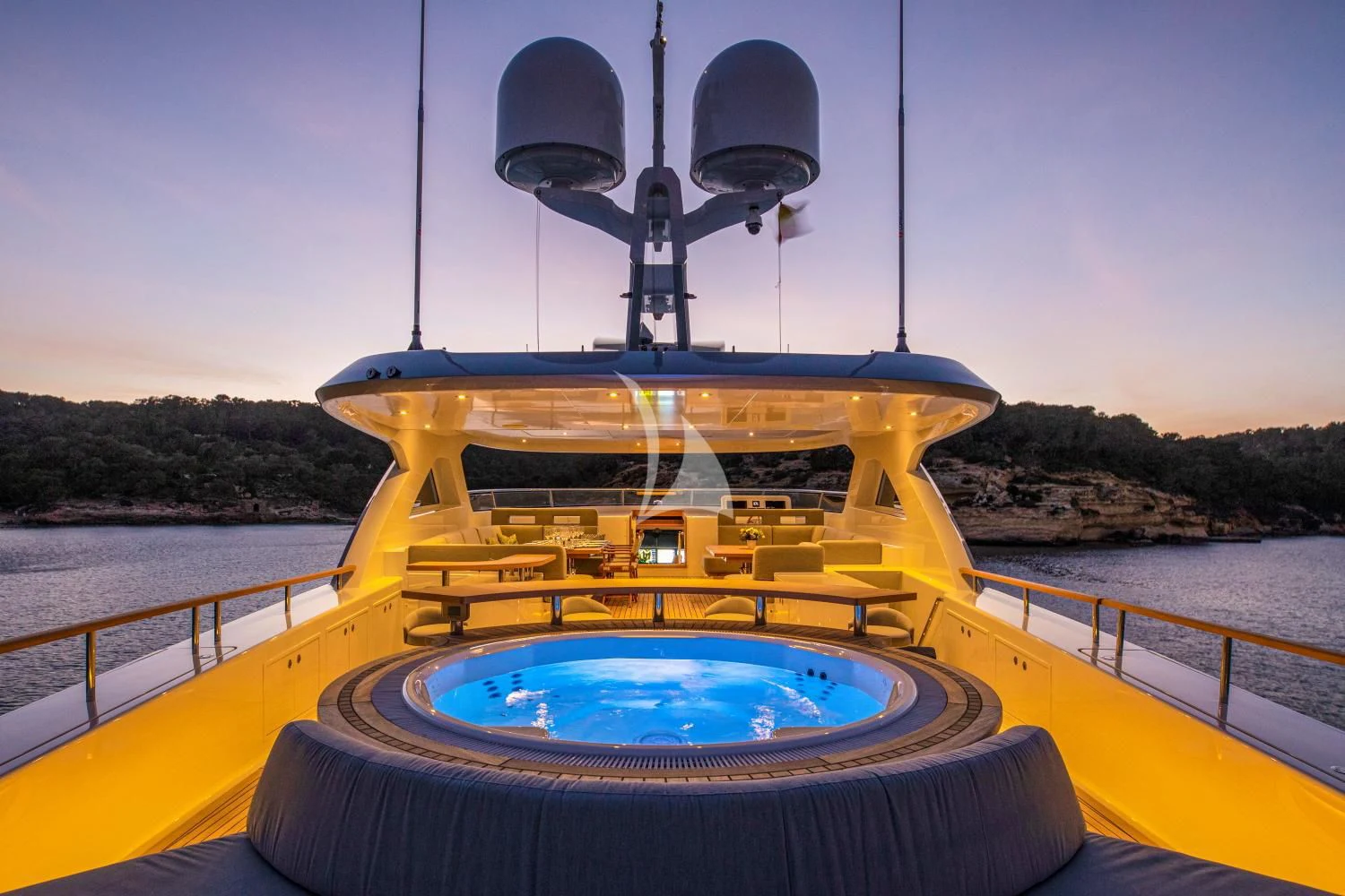 a boat on a body of water aboard DELTA ONE Yacht for Charter