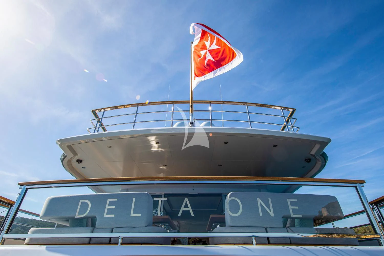 a sign on a boat aboard DELTA ONE Yacht for Charter