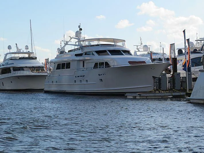 a group of boats are parked at a dock aboard AUDACITY Yacht for Sale