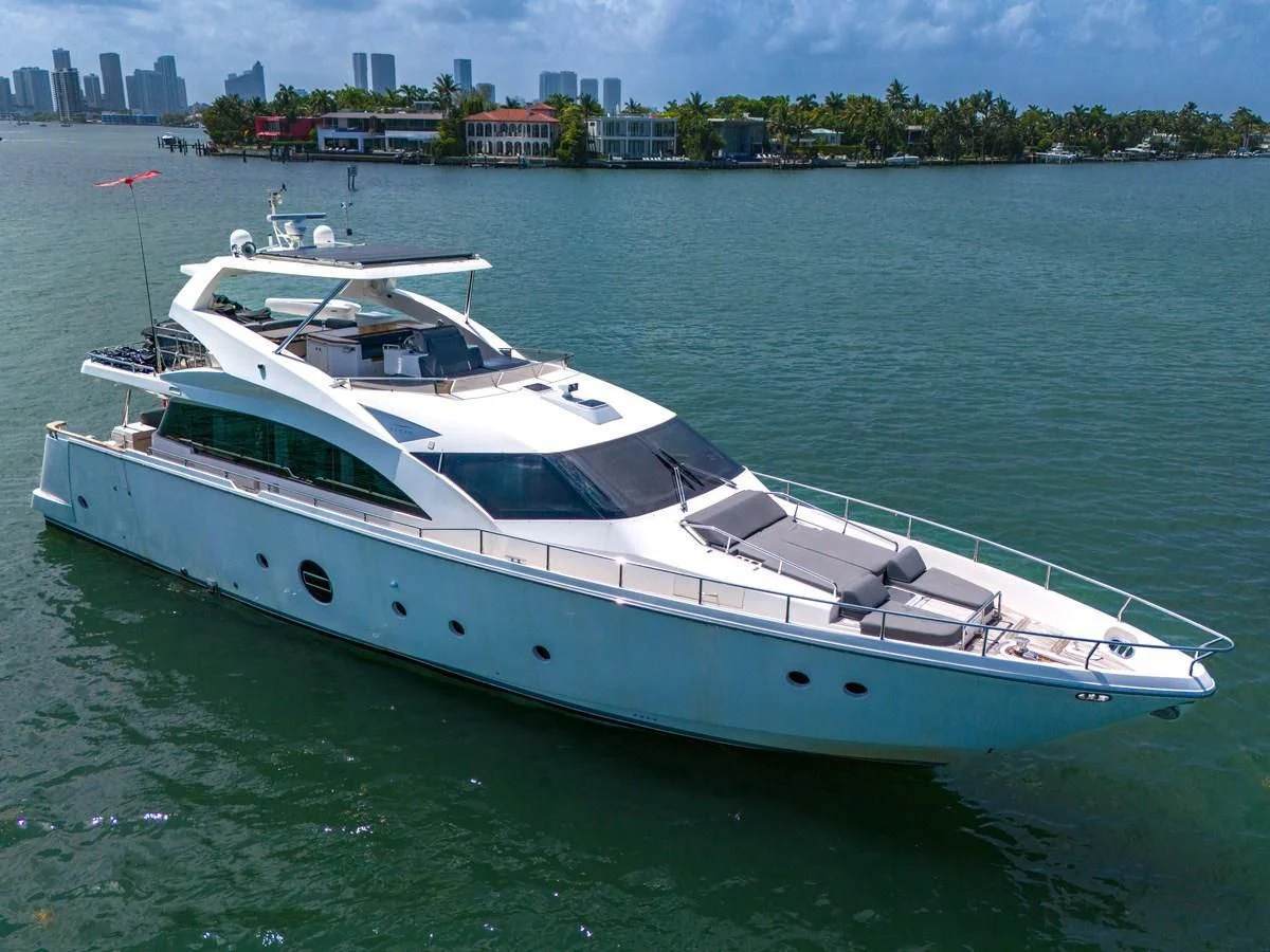 a white yacht on the water aboard AICON 85 Yacht for Sale