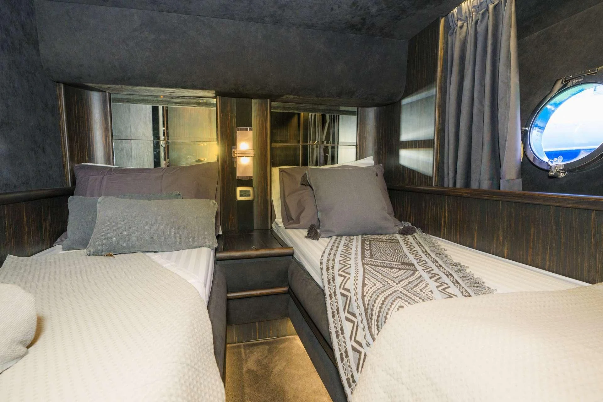 a room with two beds aboard MEDUSA Yacht for Charter