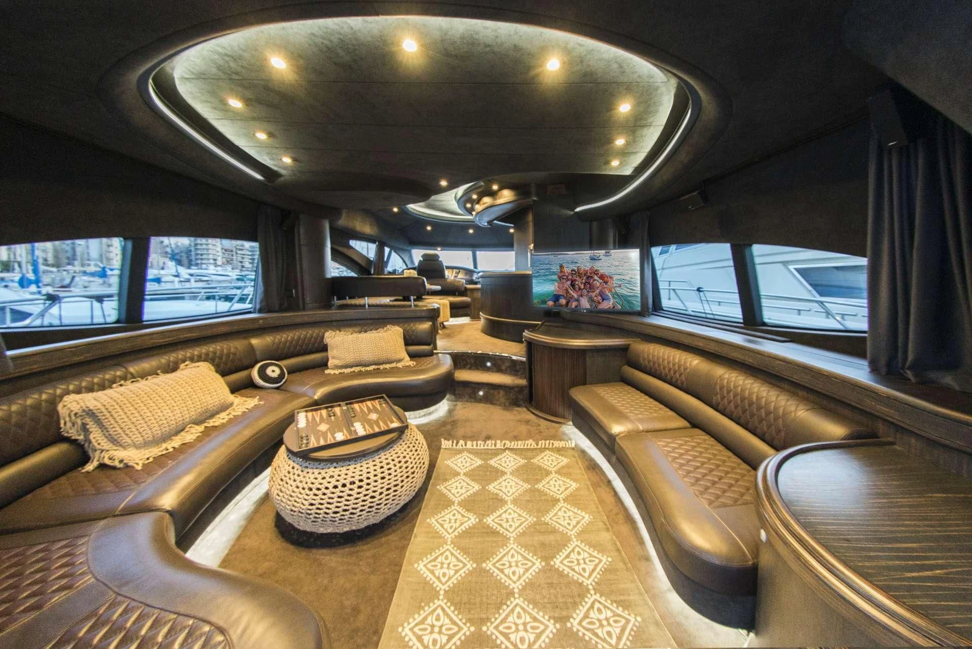 inside of a car aboard MEDUSA Yacht for Charter