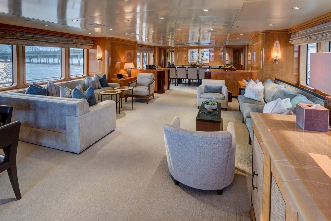 a living room with a couch and a table aboard HELIOS 2 Yacht for Sale
