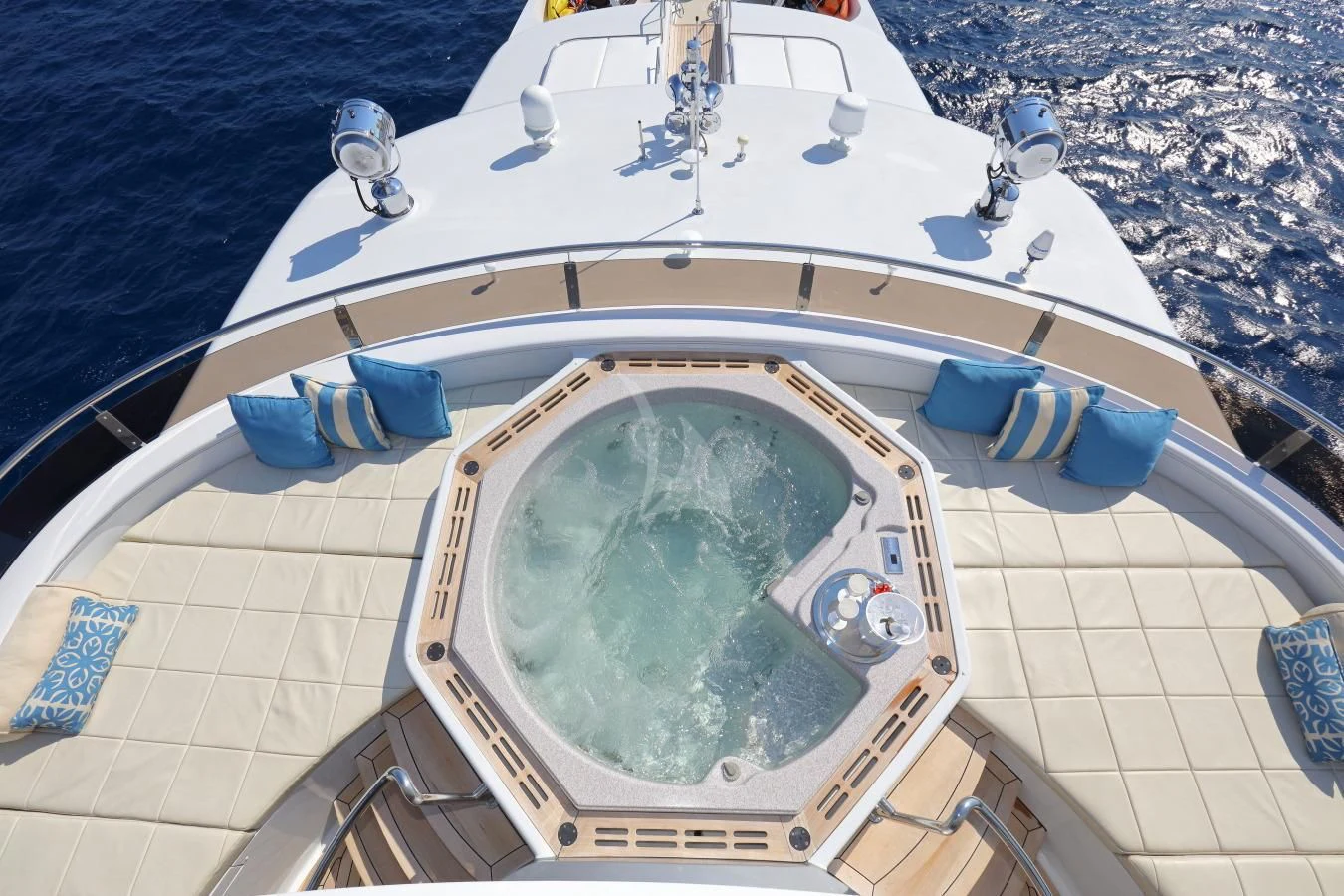 a round swimming pool aboard HELIOS 2 Yacht for Sale