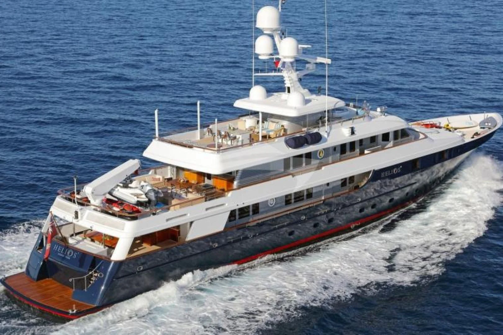 a large ship on the water aboard HELIOS 2 Yacht for Sale