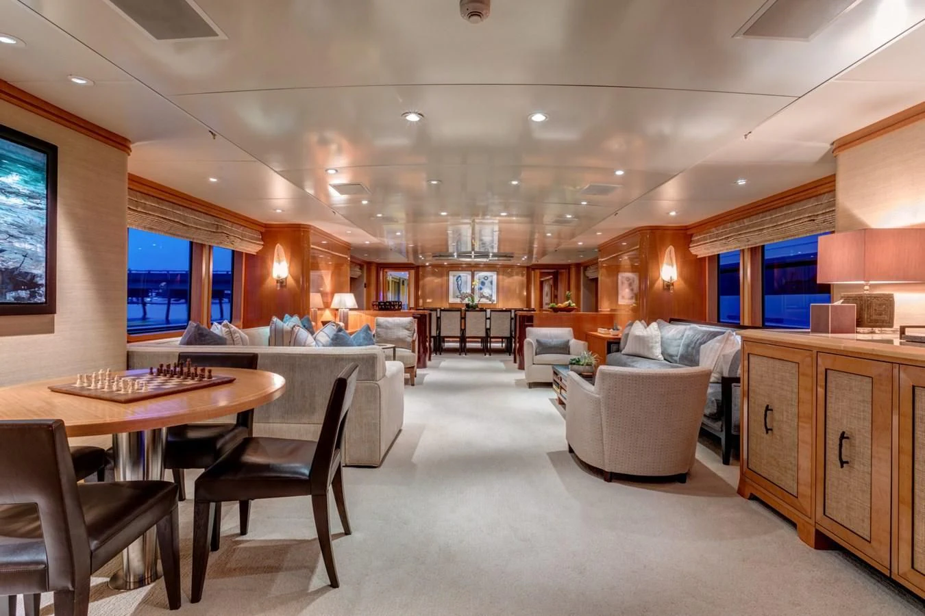 a living room with a couch and a table aboard HELIOS 2 Yacht for Sale