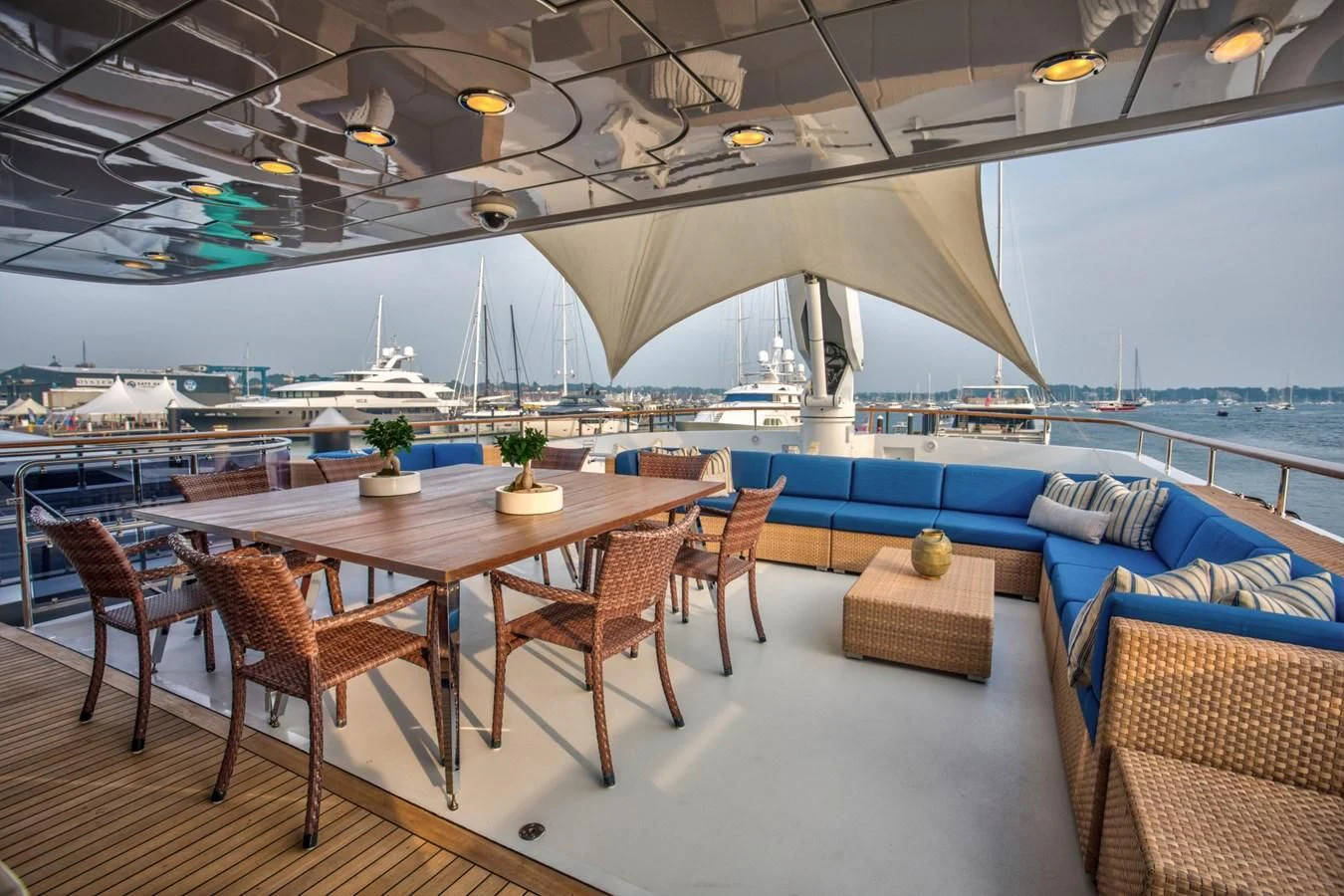 a room with a table and chairs aboard HELIOS 2 Yacht for Sale