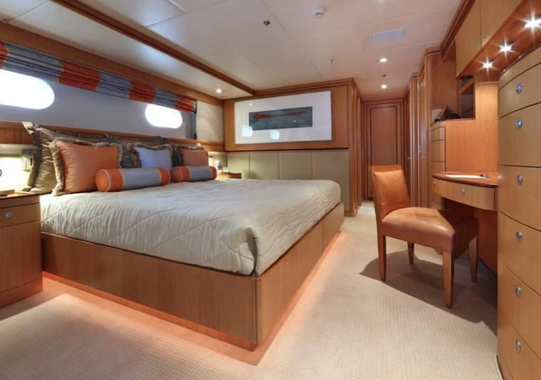 a bed in a room aboard HELIOS 2 Yacht for Sale