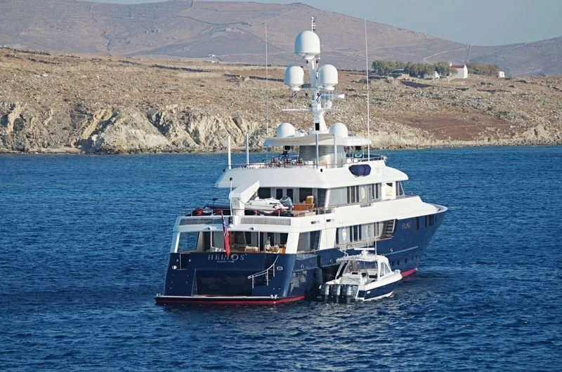 a boat sailing in the water aboard HELIOS 2 Yacht for Sale