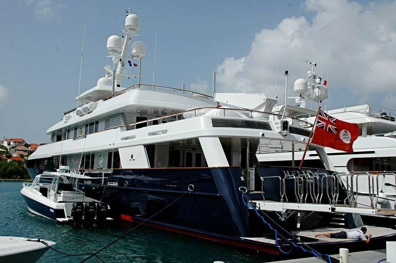 a large boat docked aboard HELIOS 2 Yacht for Sale