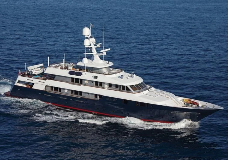 a large ship in the water aboard HELIOS 2 Yacht for Sale