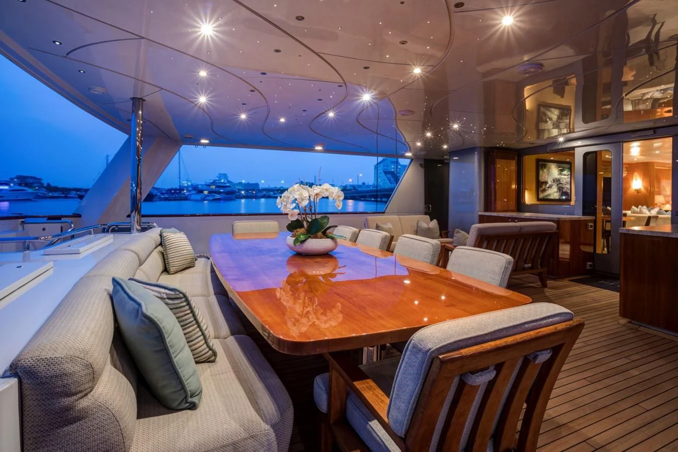 a room with a table and chairs aboard HELIOS 2 Yacht for Sale