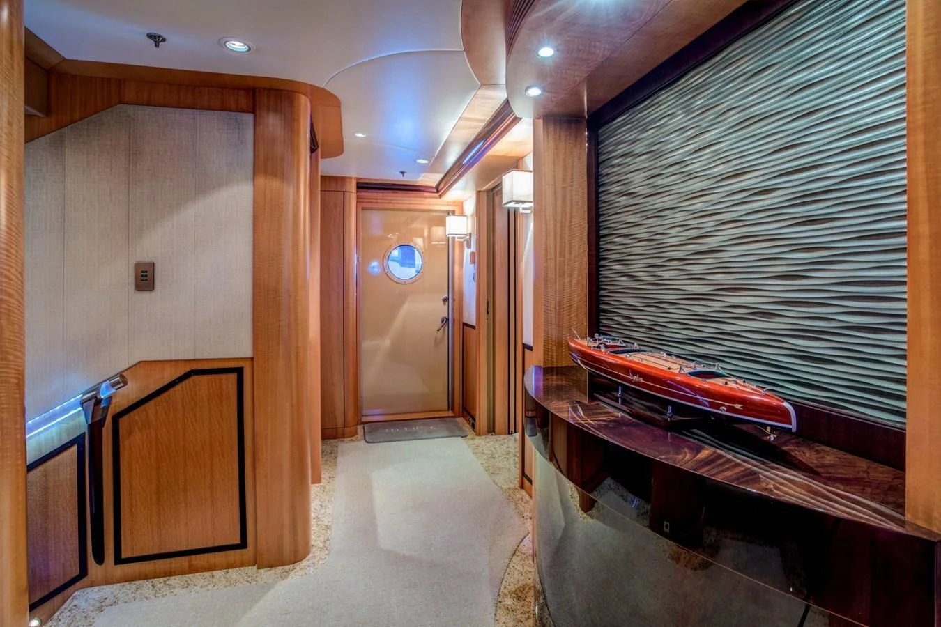 a hallway with a few doors aboard HELIOS 2 Yacht for Sale