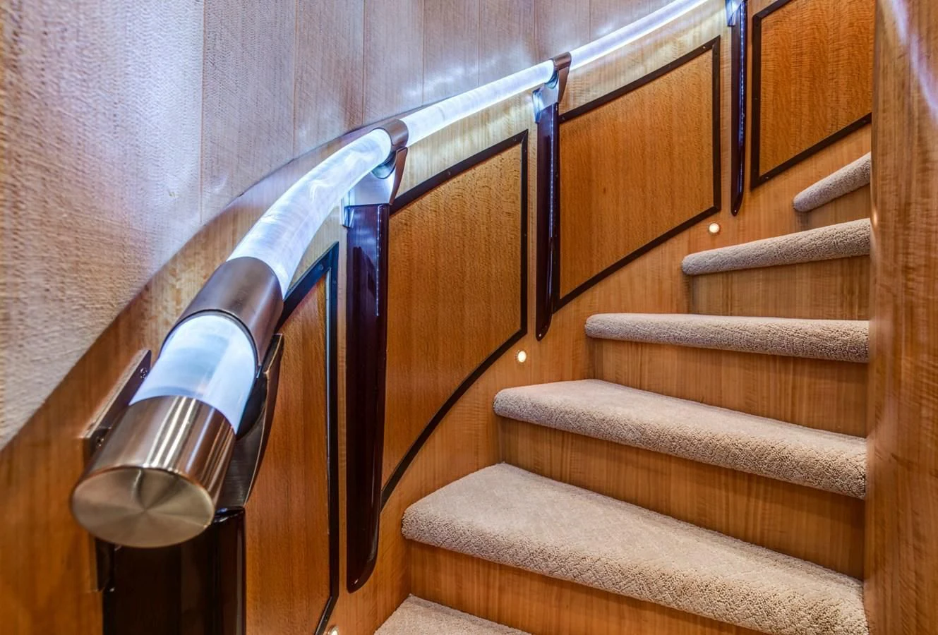 a staircase with a light aboard HELIOS 2 Yacht for Sale