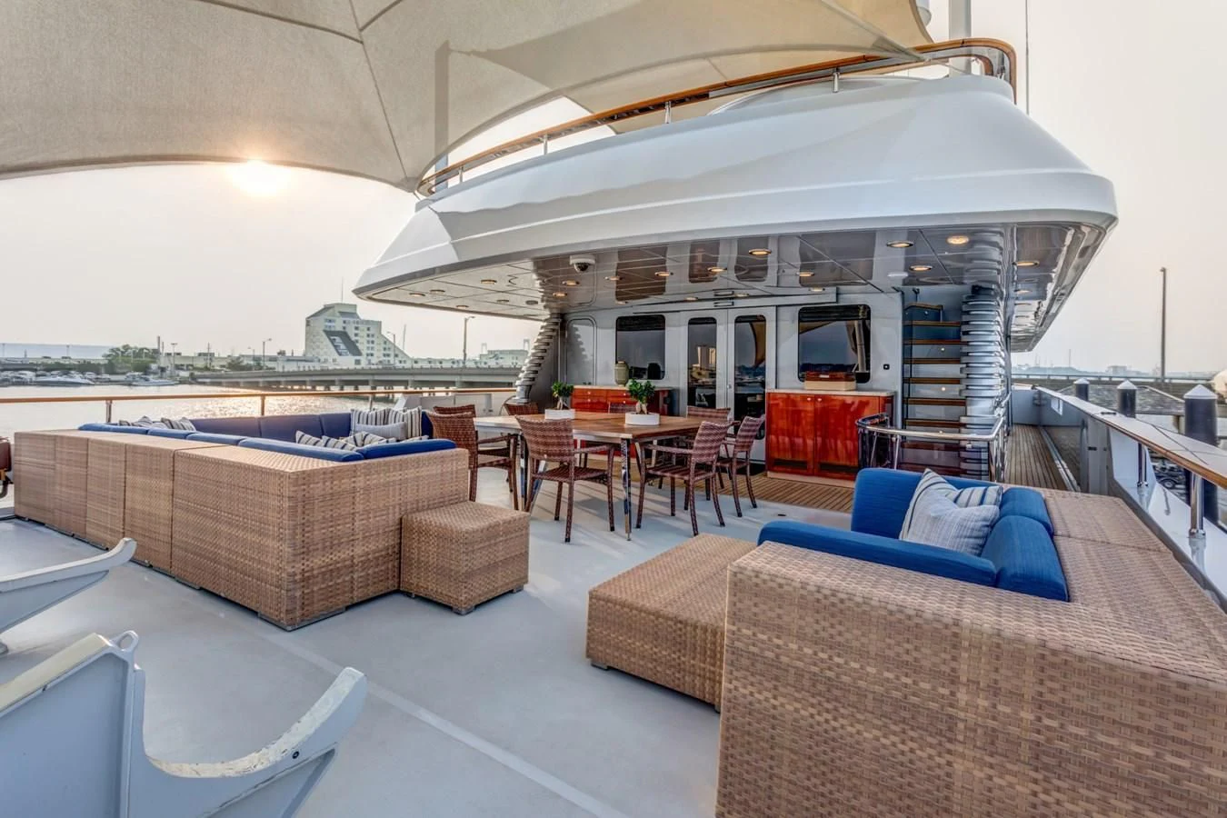 a large lounge area with a pool table and chairs aboard HELIOS 2 Yacht for Sale