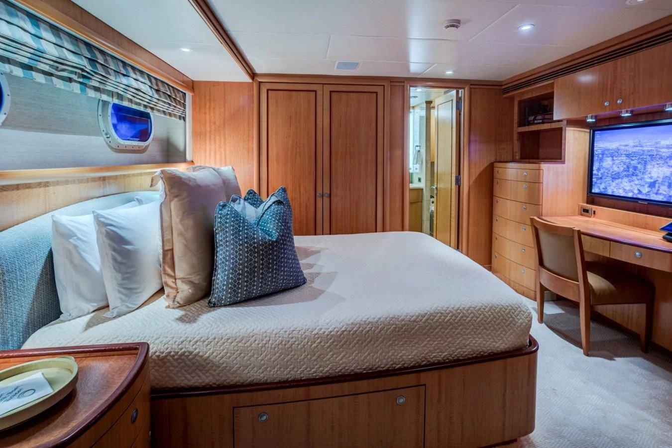 a bed in a cabin aboard HELIOS 2 Yacht for Sale
