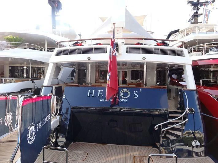 a boat on a dock aboard HELIOS 2 Yacht for Sale