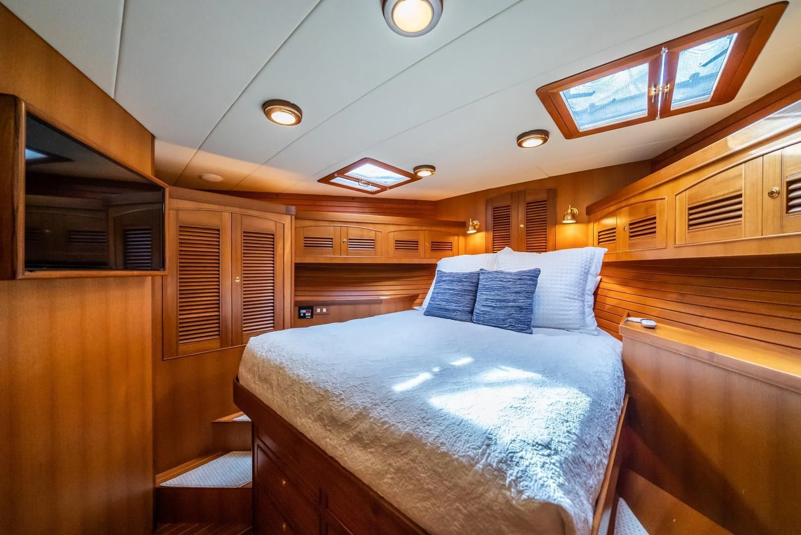 a large wooden cabin aboard HALCYON SEAS Yacht for Sale