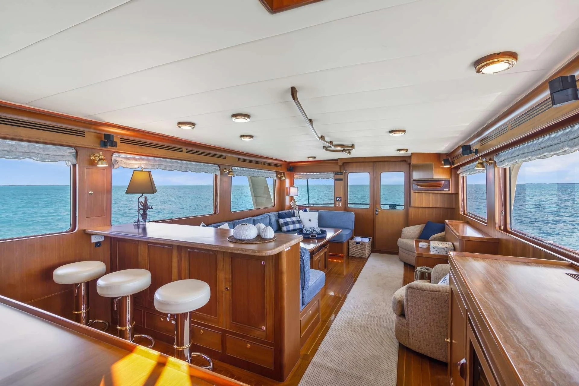 a kitchen and living room aboard HALCYON SEAS Yacht for Sale