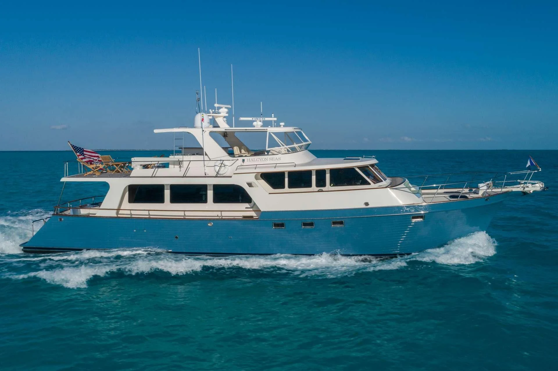 a boat on the water aboard HALCYON SEAS Yacht for Sale
